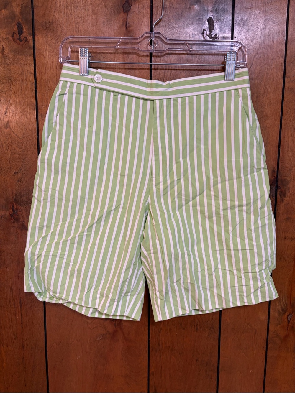 Ralph Lauren Golf Light Green and White Striped Men’s Flat Front Shorts